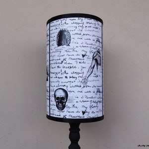 Jack's Anatomy black and white Lamp Shade Lampshade Gothic home décor, horror décor, skull lamp, Victorian, medical, Jack the Ripper image 1