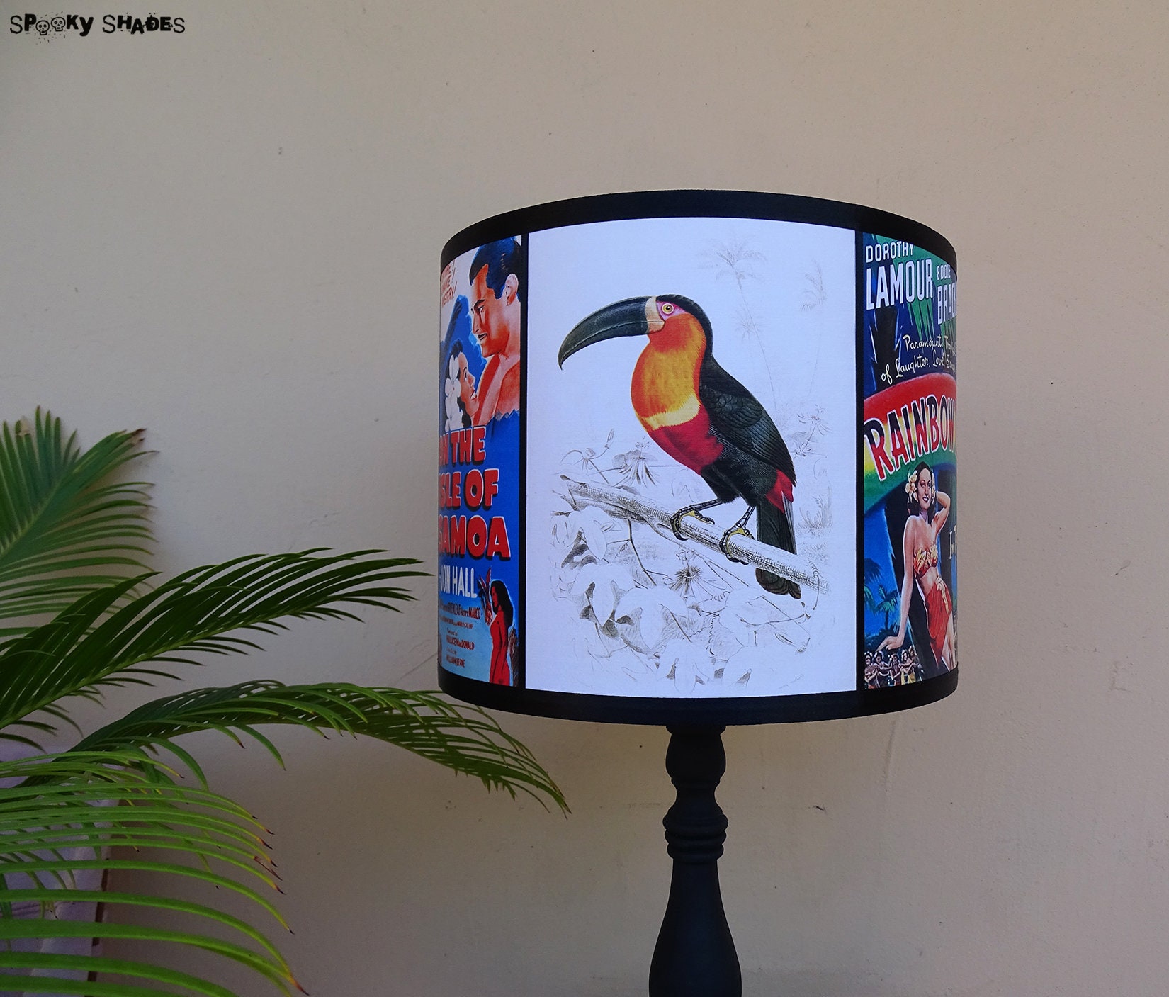 Abat Jour Tropical Toucan Multicolore 25 cm - Luminaire Design, Perroquet, Tiki, Déco Tropicale, Lam