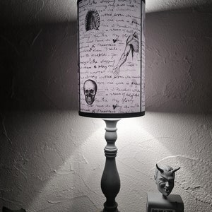 Jack's Anatomy black and white Lamp Shade Lampshade Gothic home décor, horror décor, skull lamp, Victorian, medical, Jack the Ripper image 3