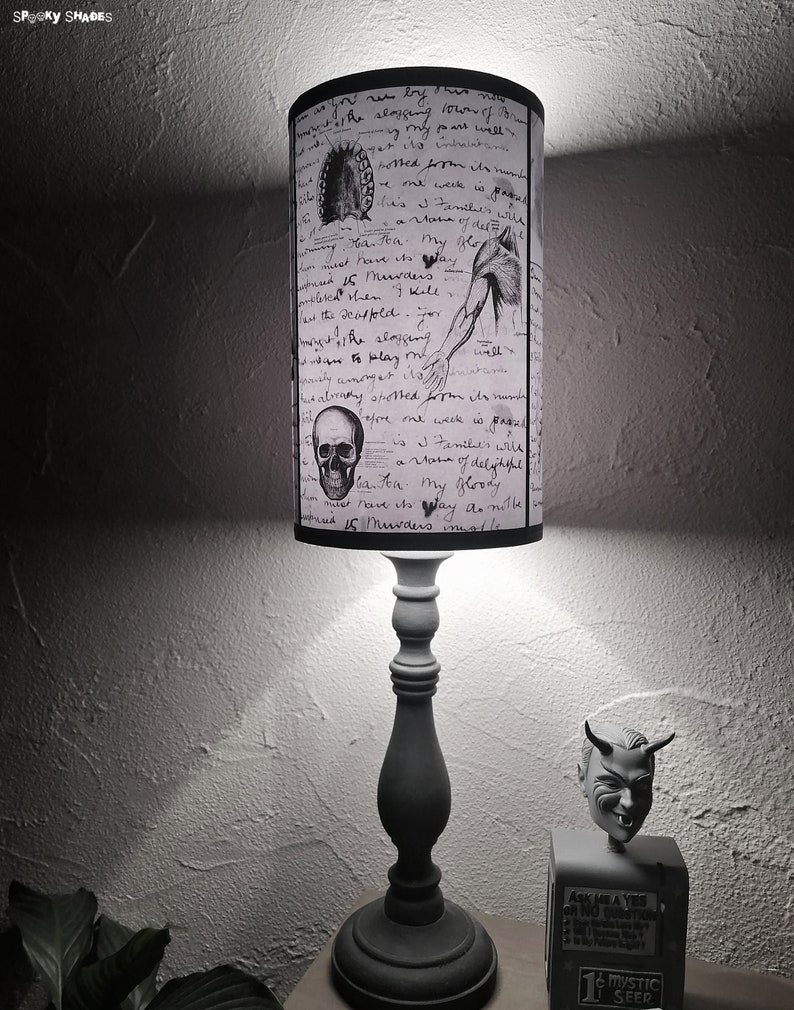 Jack's Anatomy black and white Lamp Shade Lampshade Gothic home décor, horror décor, skull lamp, Victorian, medical, Jack the Ripper image 3