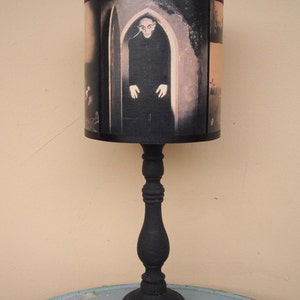 Nosferatu Lampshade lamp shade lighting, Halloween decor, gothic home decor, classic horror movie, vampire, morbid, table light shade,gift image 7