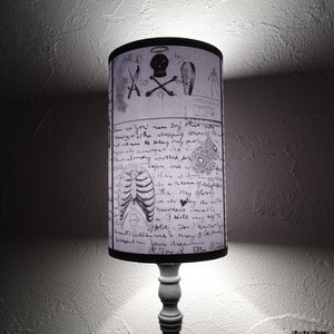 Jack's Anatomy black and white Lamp Shade Lampshade Gothic home décor, horror décor, skull lamp, Victorian, medical, Jack the Ripper image 5