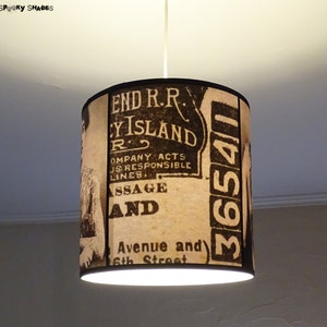 Vintage Tattoos hanging lamp shade lampshade victorian light, tattoo shop decor, drum lamp shade, pendant light, black and white, parlor image 4