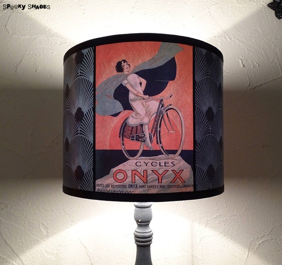Abat jour orange et bleu Art Deco luminaire d co boh me v lo