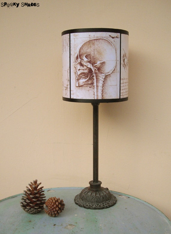 Skull Lamp Shade Lampshade Leonardo Da Vinci Victorian Gothic Home
