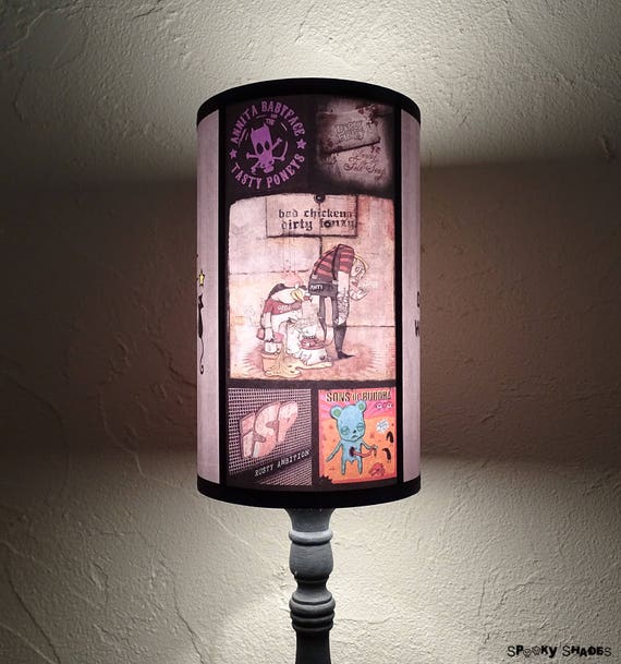 Punk Rock Lamp Shade Lampshade Lighting Gift For Him Contemporary Rock N Roll Decor Punk Rock Decor Gift For A Musician Teen Room Decor