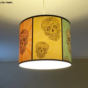 Skull lamp Rainbow Sugar Skulls pendant lamp shade lampshade sugar skull, unique lighting, calavera,Day of the Dead,mexican decor,bohemian image 3