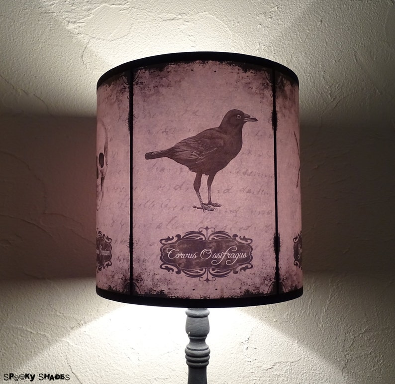 Raven crow lamp shade lampshade Witch decor, Halloween decor, cabinet of curiosities, goth decor, wicca, raven, crow, owl, bat, spider image 1