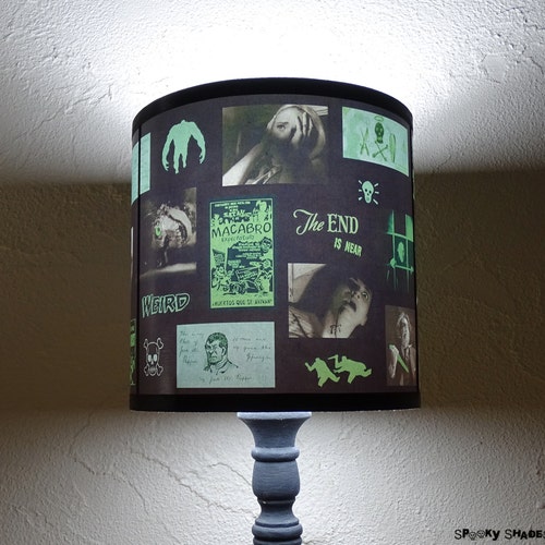Green Horror Lamp Shade Lampshade Halloween Lighting Etsy