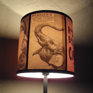 Circus Sideshow lamp shade Lampshade - lighting, drum lamp shade, circus decor, elephant lamp, burlesque decor, bohemian, table lamp shade