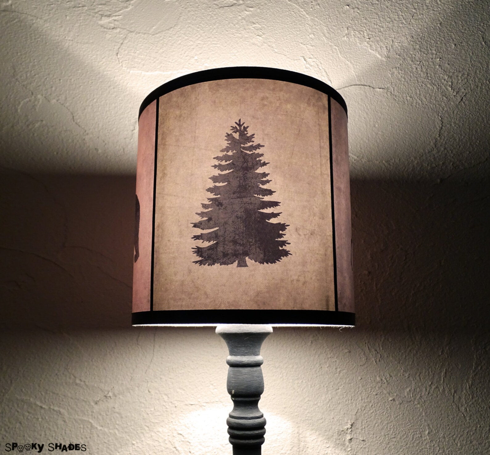 Pine Tree Art Lamp Shade Lampshade Woods Shadows Holiday Etsy