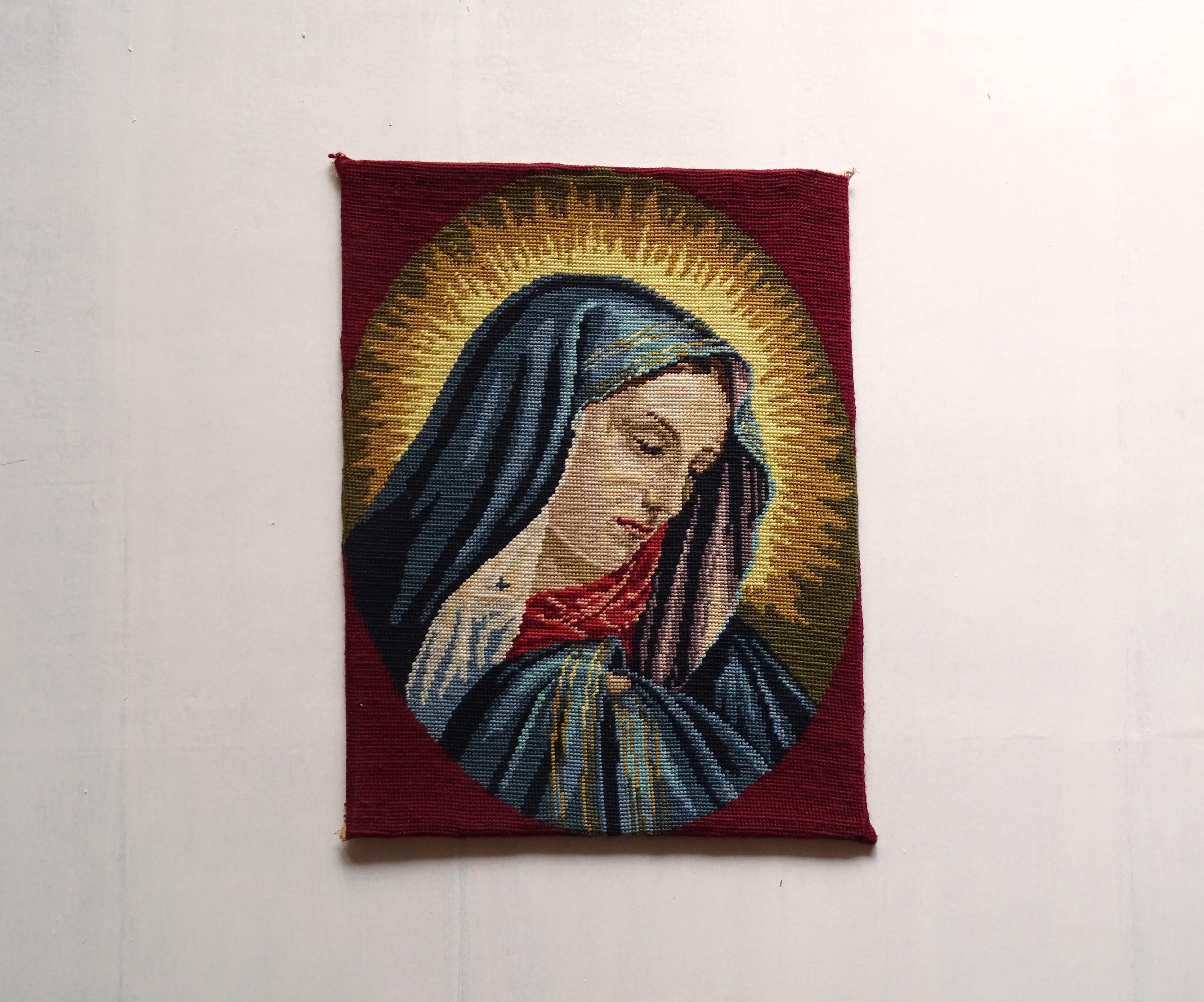【専用】vintage the Virgin Mary tapestry Vintage Virgin Mary Needlepoint Tapestry - Religious