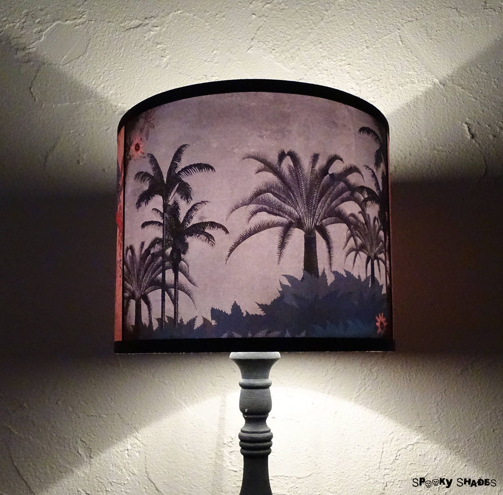 Abat Jour Tropical Palmiers Diamètre 25 cm - Luminaire Design, Perroquet, Tiki, Déco Tropicale, Lamp