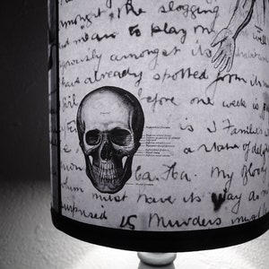 Jack's Anatomy black and white Lamp Shade Lampshade Gothic home décor, horror décor, skull lamp, Victorian, medical, Jack the Ripper image 2