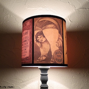 Circus lamp shade Lampshade Circus Sideshow unique lighting, circus decor, orange salmon, drum lamp shade, boho, bohemian decor, burlesque image 5