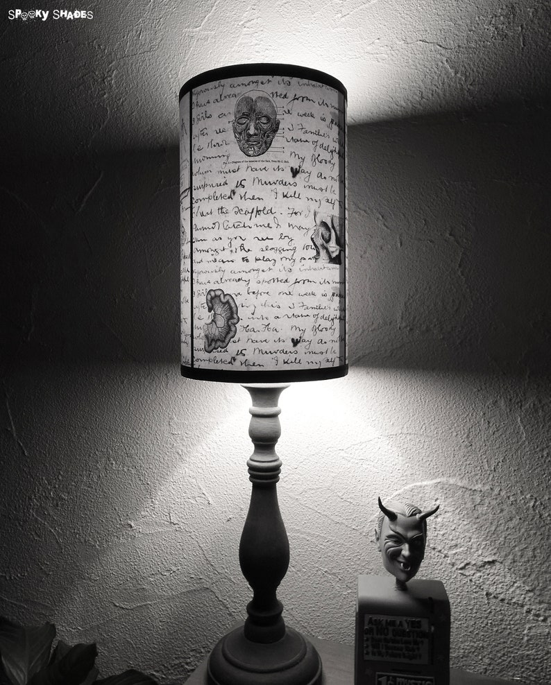 Jack's Anatomy black and white Lamp Shade Lampshade Gothic home décor, horror décor, skull lamp, Victorian, medical, Jack the Ripper image 6