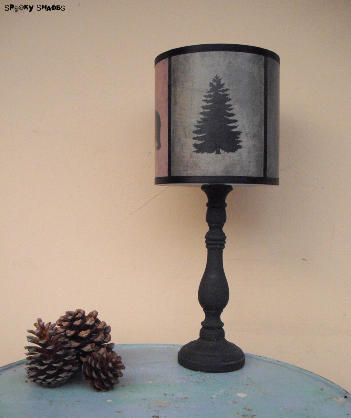 Pine tree art lamp shade lampshade Woods Shadows holiday | Etsy