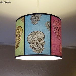 Skull lamp Rainbow Sugar Skulls pendant lamp shade lampshade sugar skull, unique lighting, calavera,Day of the Dead,mexican decor,bohemian image 4