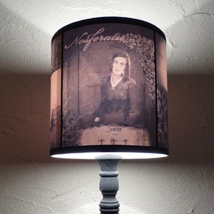 Nosferatu Lampshade lamp shade lighting, Halloween decor, gothic home decor, classic horror movie, vampire, morbid, table light shade,gift image 3