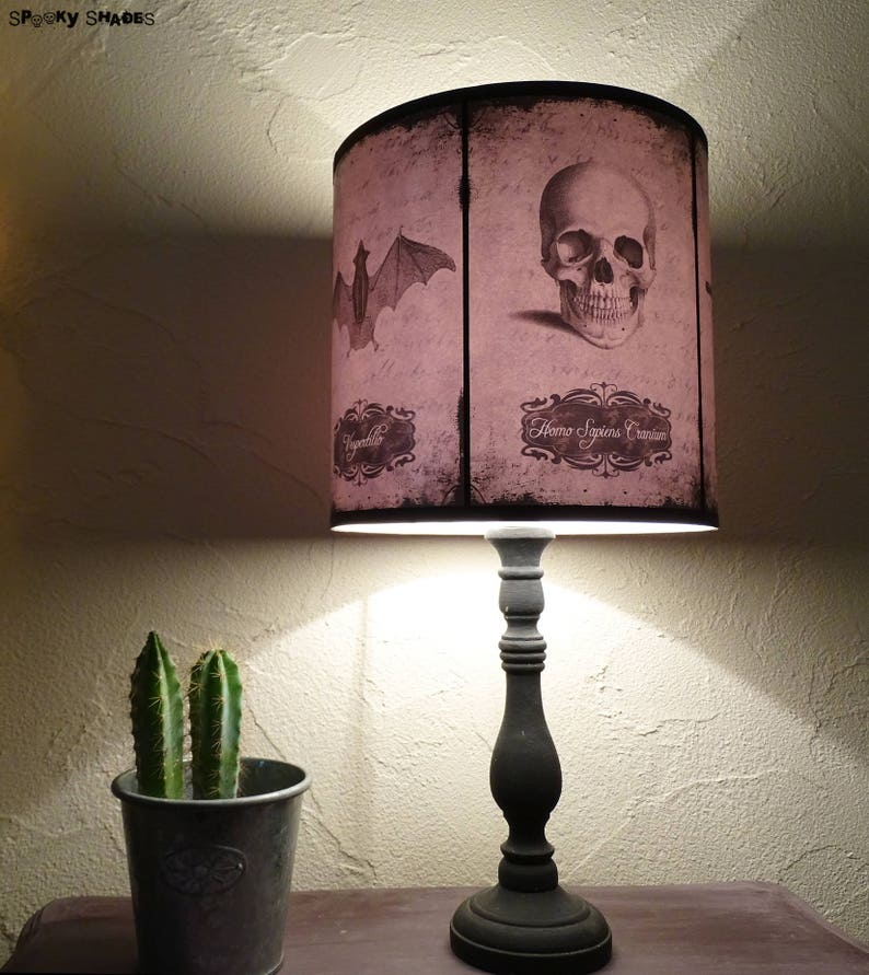 Skull lamp shade lampshade Halloween Curiosities skull lamp, cabinet of curiosities, Halloween decor,Gothic home decor, witch decor, wicca image 6