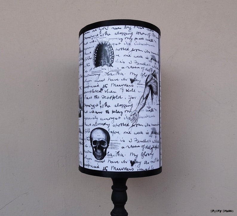 Jack's Anatomy black and white Lamp Shade Lampshade Gothic home décor, horror décor, skull lamp, Victorian, medical, Jack the Ripper image 1