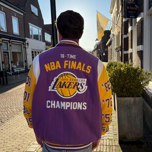 Vintage Los Angeles Lakers NBA Finals-jacka med lila lappar