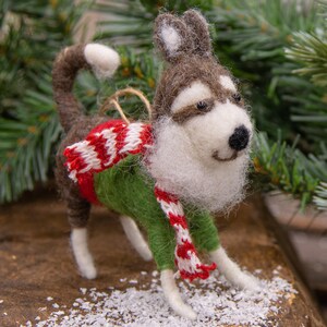 Felt, Felt Animals, Wool Felt, Felt Ornaments, Felt Dog Ornament, Felt Christmas Ornament, Christmas Dog Ornament, Husky Felted Ornament