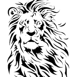 León SVG DXF PNG: Gráfico vectorial de arte lineal de león para camisetas con plotter láser y decoración de pared (descarga digital)