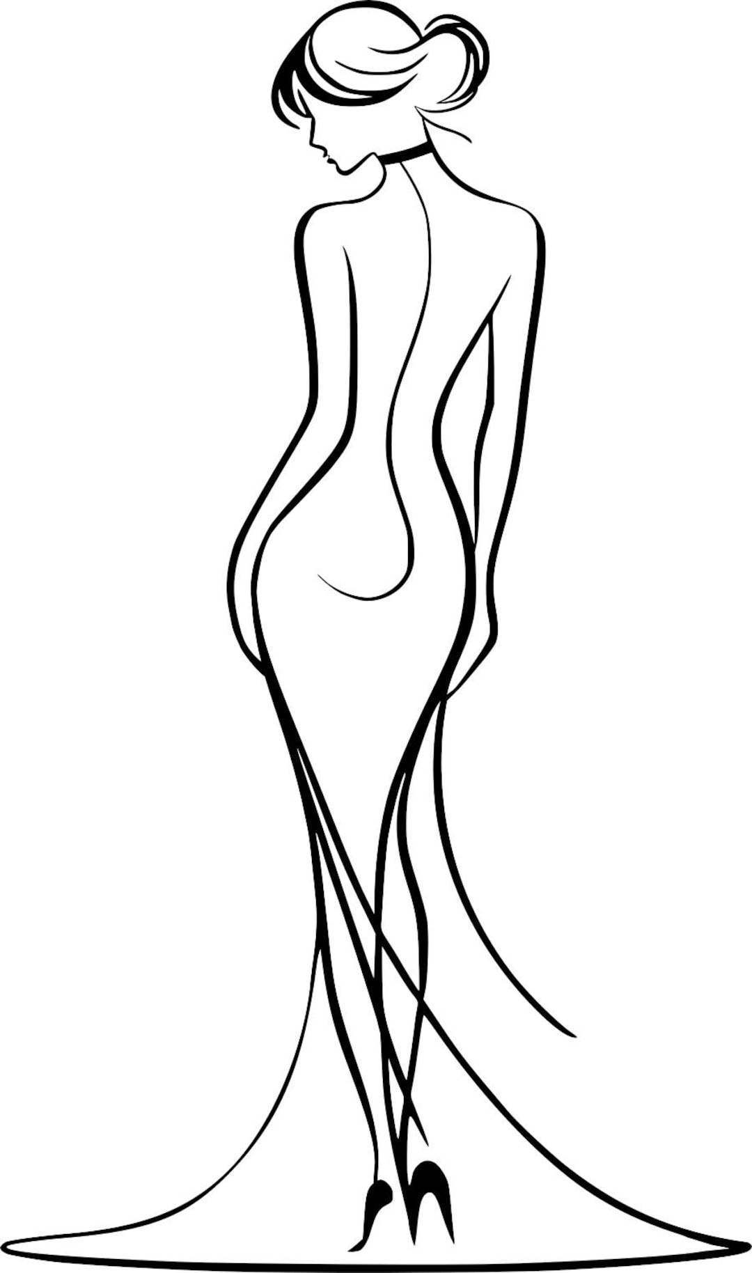 Vector Line Lady Line Art Lady – Vector Graphic in DXF, SVG & PNG Format – Digital ...