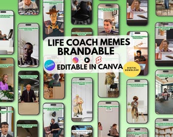 Life Coach Meme Vorlagen - Bearbeitbares Canva Pack | Lustiger Social Media Inhalt | Coaching von Instagram Posts