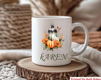 Personalized Pumpkin Mug,Custom Autumn Coffee Cup With Name,Cozy Fall Mug For Her,Pumpkin Spice Lover Gift,Custom ThanksgivingMug,Fall Decor