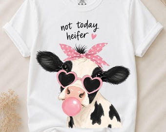 Not Today Heifer Png, Funny Cow Png, Sassy Cow Design, Cute Farm Animal Png, Coquette Cow Png, Sublimation Design, Instant Download