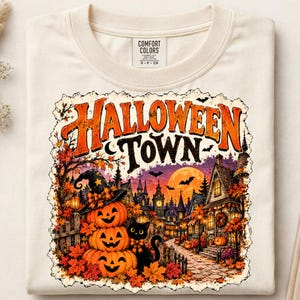 Halloween Town PNG, Spooky Halloween PNG, Vintage Halloween Town Design, Pumpkin Cat png, Fall Halloween PNG, Spooky Season png