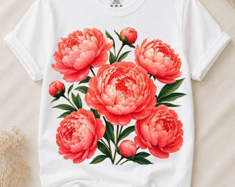Coral Peony Png, Peony Bouquet Png, Floral Bouquet Png, Botanical Flower Png, Watercolor Peony Design, Instant Download