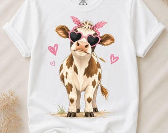 Cute Cow Png, Highland Cow Png, Pink Cowgirl Png, Farm Animal Png, Cute Cow Design, Coquette Cow Png, Sublimation Design