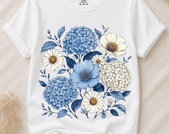 Blue Hydrangea Png, Hydrangea Floral Png, Blue Wildflower Png, Botanical Flower Png, Watercolor Floral Design, Instant Download