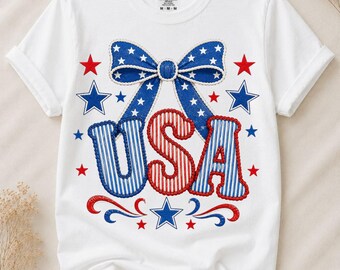 USA Bow Png, Patriotic USA Png, Fourth of July Png, Coquette USA Design, Sublimation Png, Dtf Transfer Design, American Flag Png