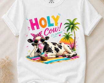 Holy Cow Summer Png, Funny Beach Cow Png, Cute Summer Cow Png, Tropical Cow Design, Cow Lover Png, Sublimation Design
