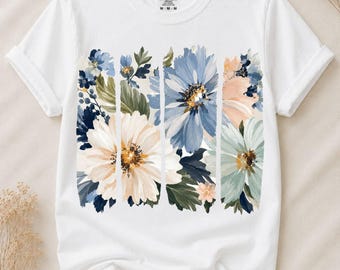 Blue Floral Png, Watercolor Flower Png, Vintage Botanical Png, Wildflower Bouquet Png, Floral Sublimation Design, Instant Download