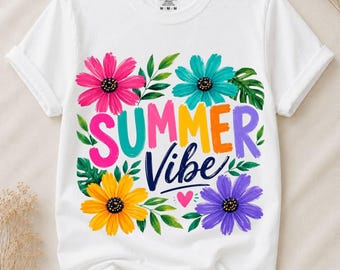 Summer Vibes Png, Floral Summer Png, Colorful Flower Png, Tropical Floral Design, Cute Summer Sublimation Design, Instant Download