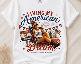 Living My American Dream Png, Summer Vacation Png, Patriotic Summer Png, Beach Life Png, Fourth of July Png, Sublimation Png