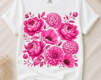 Pink Floral Bouquet Png, Pink Peony Png, Pink Hydrangea Png, Botanical Flower Png, Watercolor Floral Design, Instant Download
