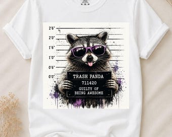 Vintage Trash Panda PNG, Funny Raccoon Mugshot PNG, Cool Raccoon Clipart, Sublimation Design, Retro Animal PNG, Instant Download