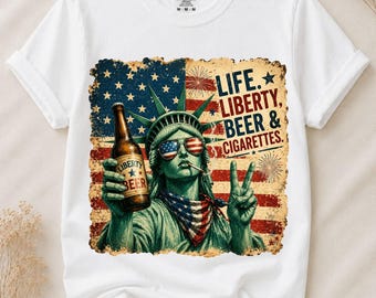 Liberty Beer PNG, Funny Statue Of Liberty Sublimation, Patriotic USA Graphic, Fourth Of July Design, Vintage Freedom PNG
