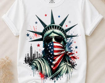 Statue of Liberty Png, Patriotic America Png, American Flag Bandana Png, Fourth of July Sublimation, Liberty Girl Png, Shirt Design