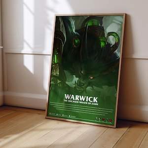 League of Legends Warwick Poster | LoL Poster Print | Gaming Poster | Gaming Decor | Video Game Poster | Gaming Gift | Video Game Print