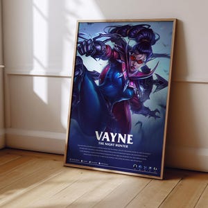 League of Legends Vayne Poster | LoL Poster Print | Gaming Poster | Gaming Decor | Video Game Poster | Gaming Gift | Video Game Print