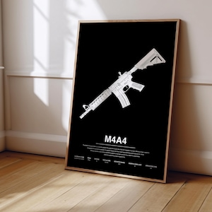 Counter Strike M4A4 Poster | Counter Strike Poster Print | Gaming Poster | Gaming Decor | Video Game Poster | Gaming Gift | Video Game Print