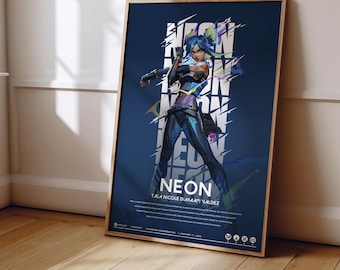 Valorant Neon Poster | Valorant Poster Print | Gaming Poster | Gaming Decor | Video Game Poster | Gaming Gift | Video Game Print