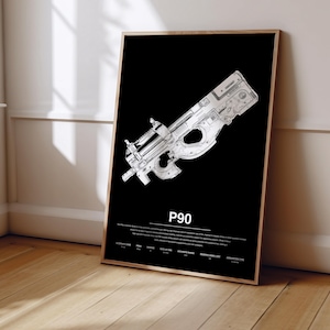Counter Strike P90 Poster | Counter Strike Poster Print | Gaming Poster | Gaming Decor | Video Game Poster | Gaming Gift | Video Game Print
